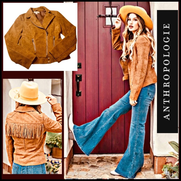 Anthropologie Jackets & Blazers - NWOT ANTHROPOLOGIE LOVESTITCH VEGAN SUEDE & FRINGED JACKET Sz S EXCELLENT